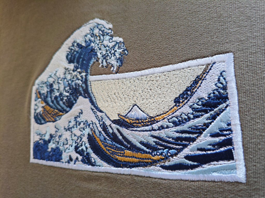 The Great Wave Olive Grey Oversized T-shirt