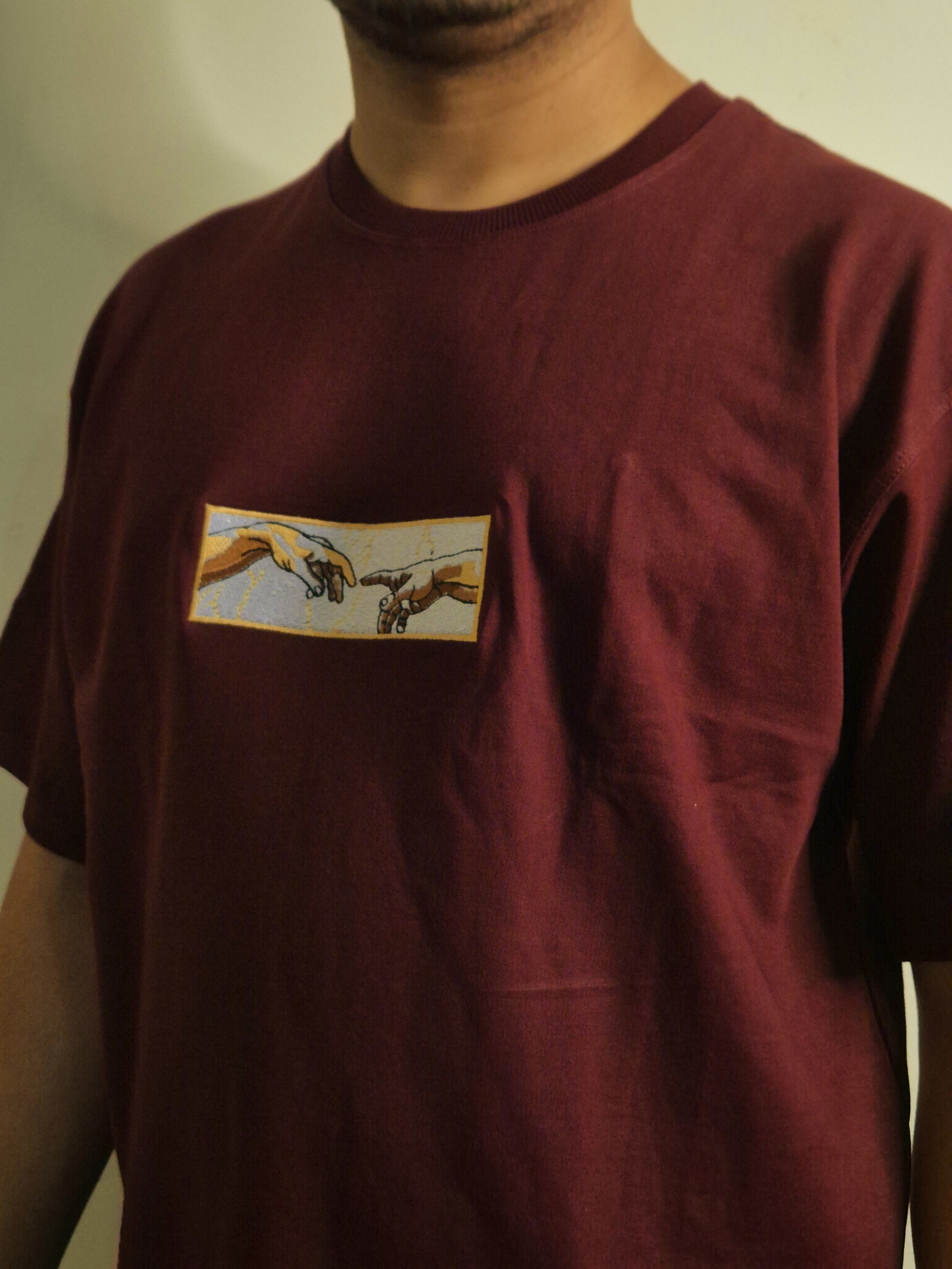 Creation Of Adam Burgundy Oversized T-shirt