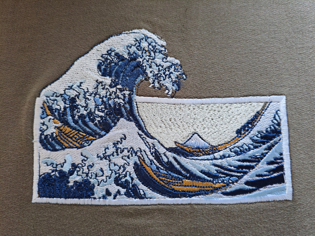 The Great Wave Olive Grey Oversized T-shirt