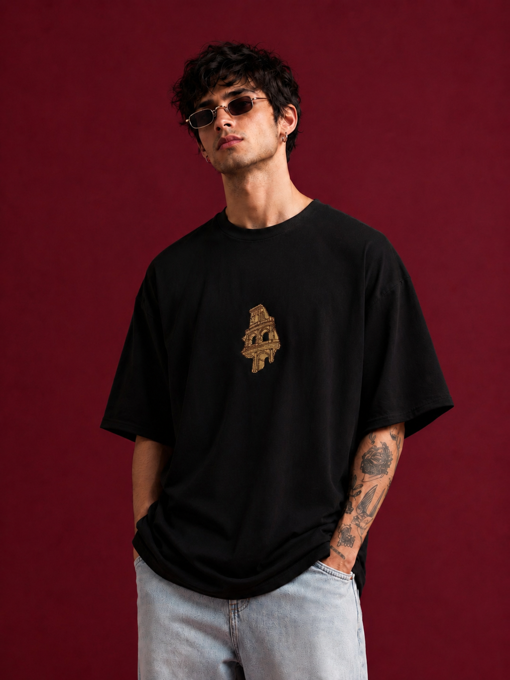Roman Colosseum Black Oversized T-shirt
