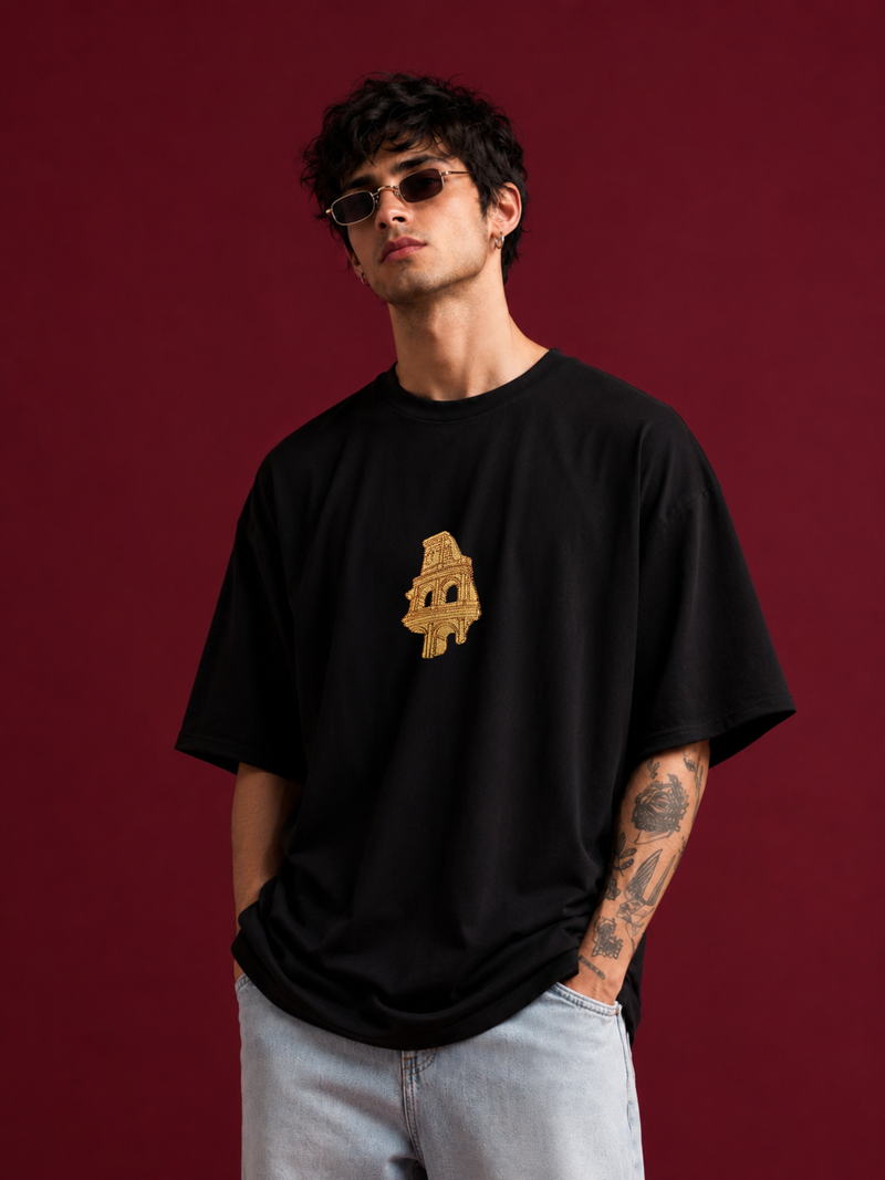 Roman Colosseum Black Oversized T-shirt