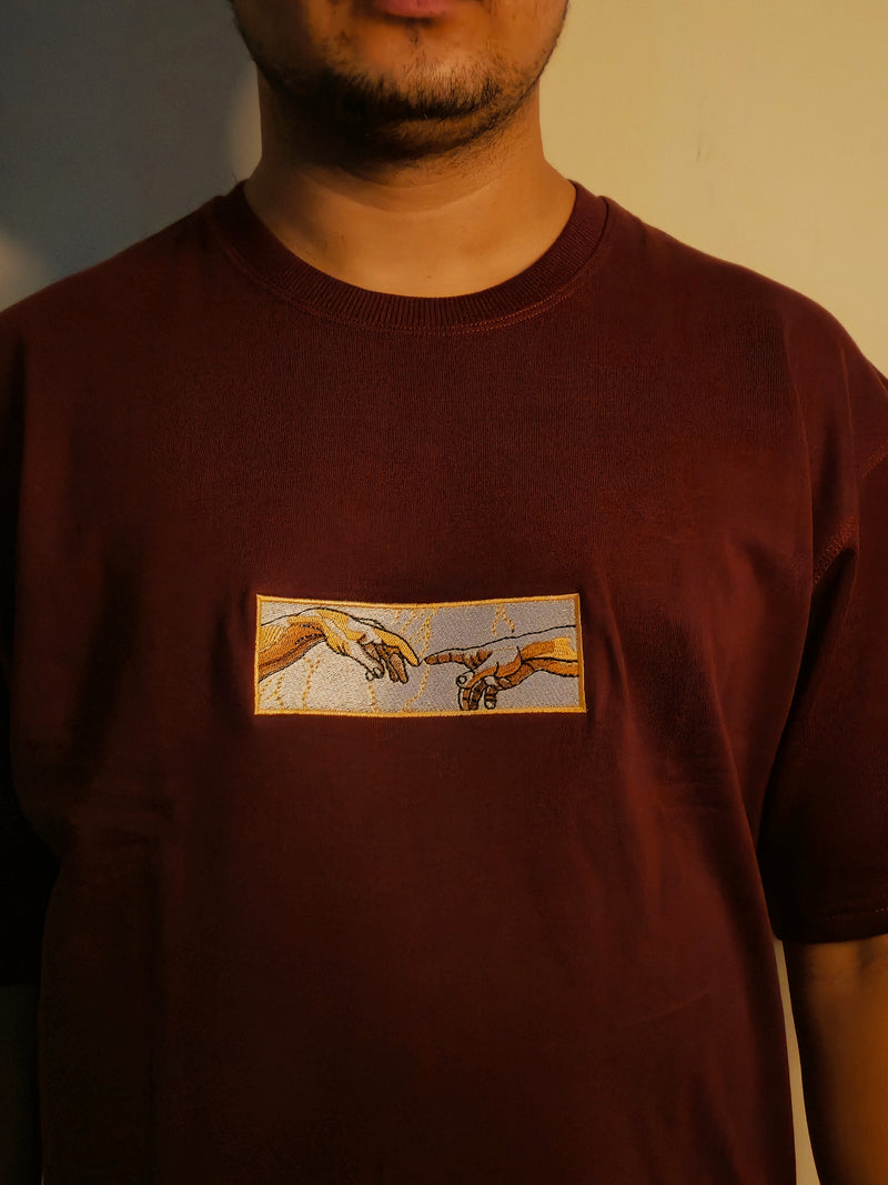 Creation Of Adam Burgundy Oversized T-shirt